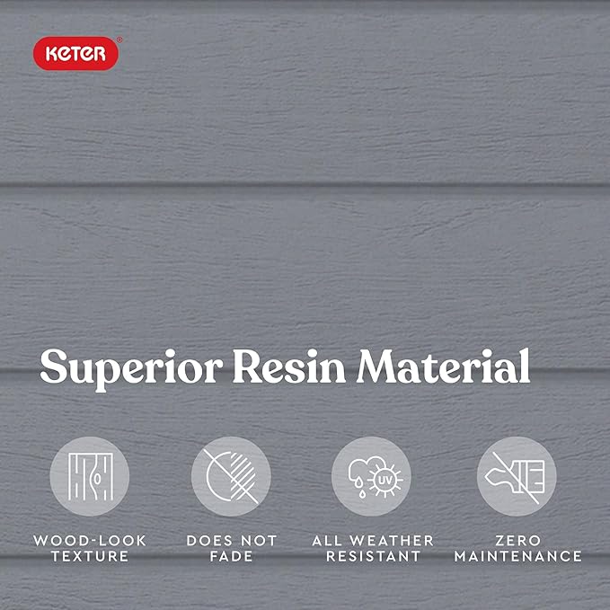 Keter Manor 4x6 Resin Outdoor Storage Shed Kit-Perfect to Store Patio Furniture, Garden Tools Bike Accessories, Beach Chairs and Lawn Mower, Grey & White