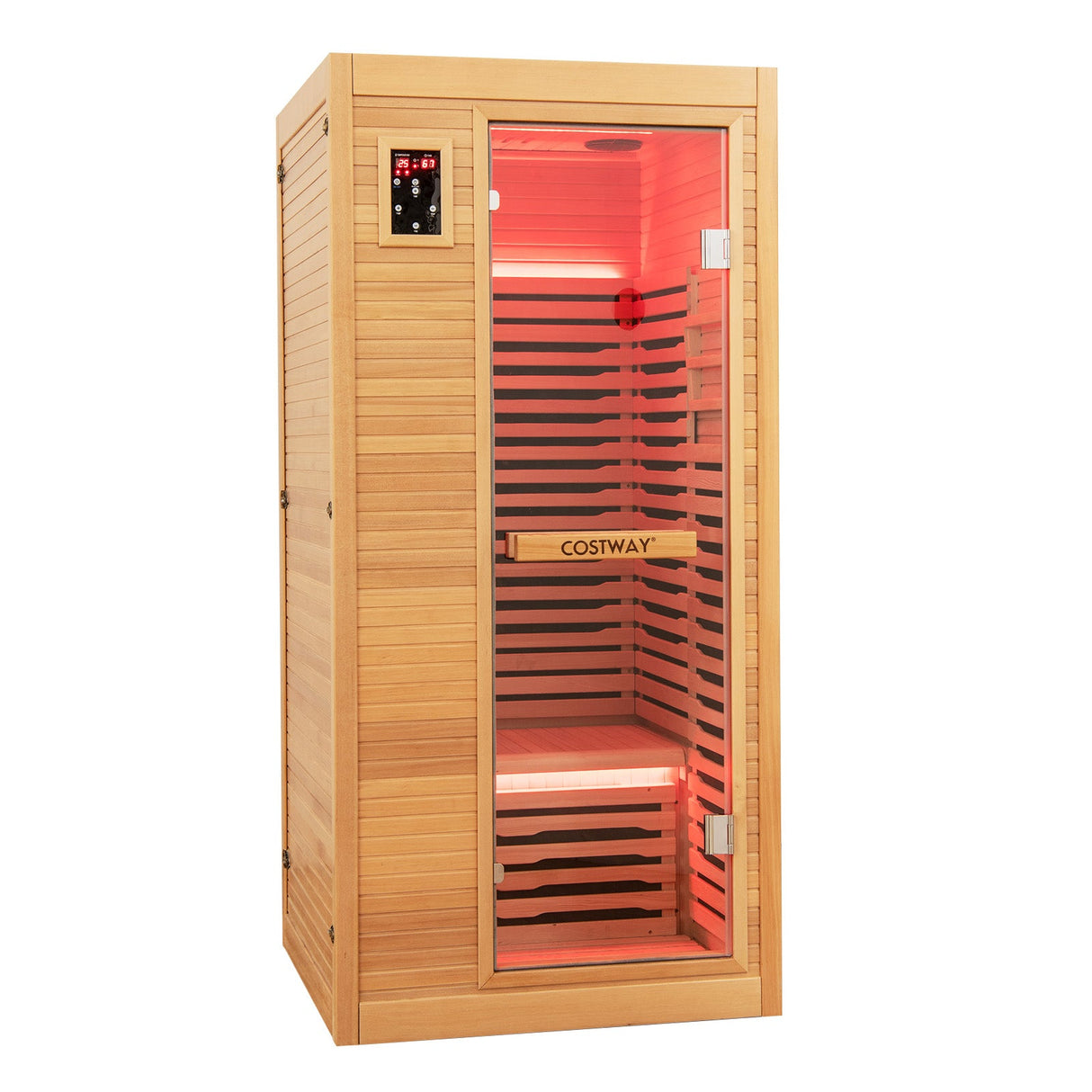*Mega Sale*-Costway Premium 1 Person Infrared Sauna With Chromotherapy , Bluetooth Speakers and Low EMF, JV11410US, NO DISCOUNT CODE ALLOWED!