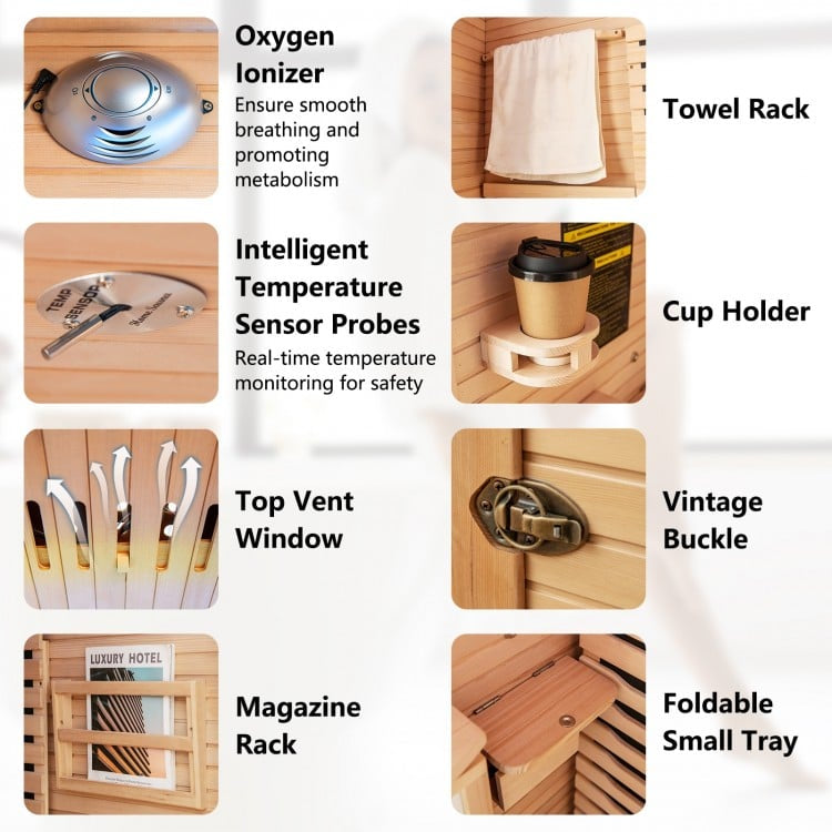 *Best Seller* - Mega Sale-Bonus Free Red Light Therapy-Costway-2-3 Person 3D Premium Infrared Sauna With PureTech Carbon Panel Low EMF-Chromotherapy- #1 Selling Sauna In North America