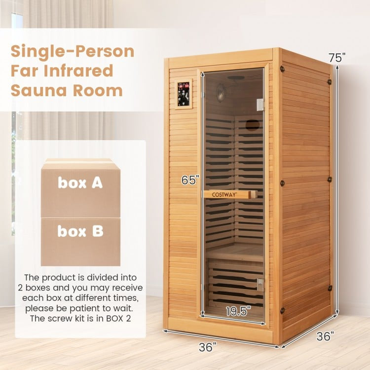 *Mega Sale*-Costway Premium 1 Person Infrared Sauna With Chromotherapy , Bluetooth Speakers and Low EMF, JV11410US, NO DISCOUNT CODE ALLOWED!