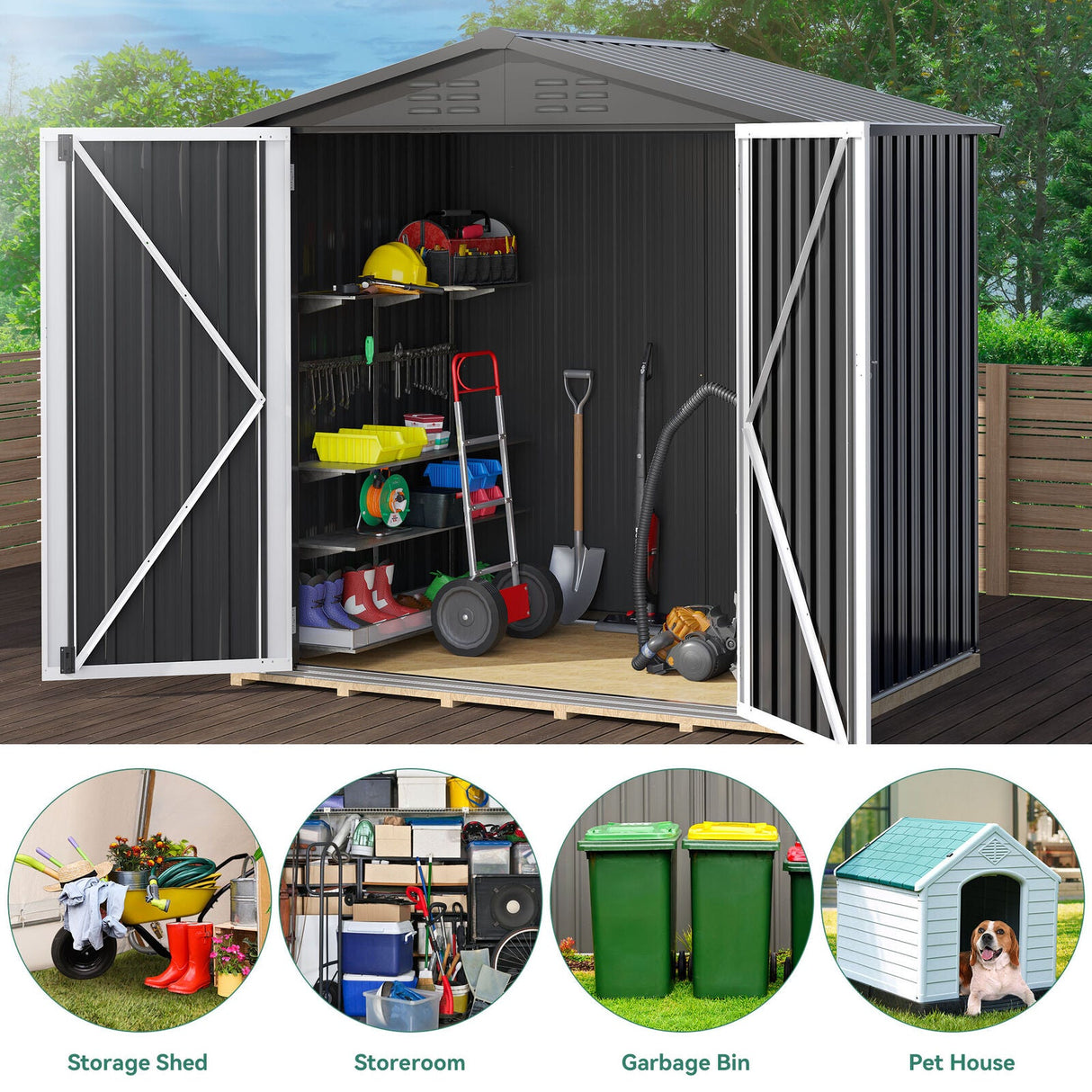 6' x 4' Outdoor Storage Heavy Duty Large Shed