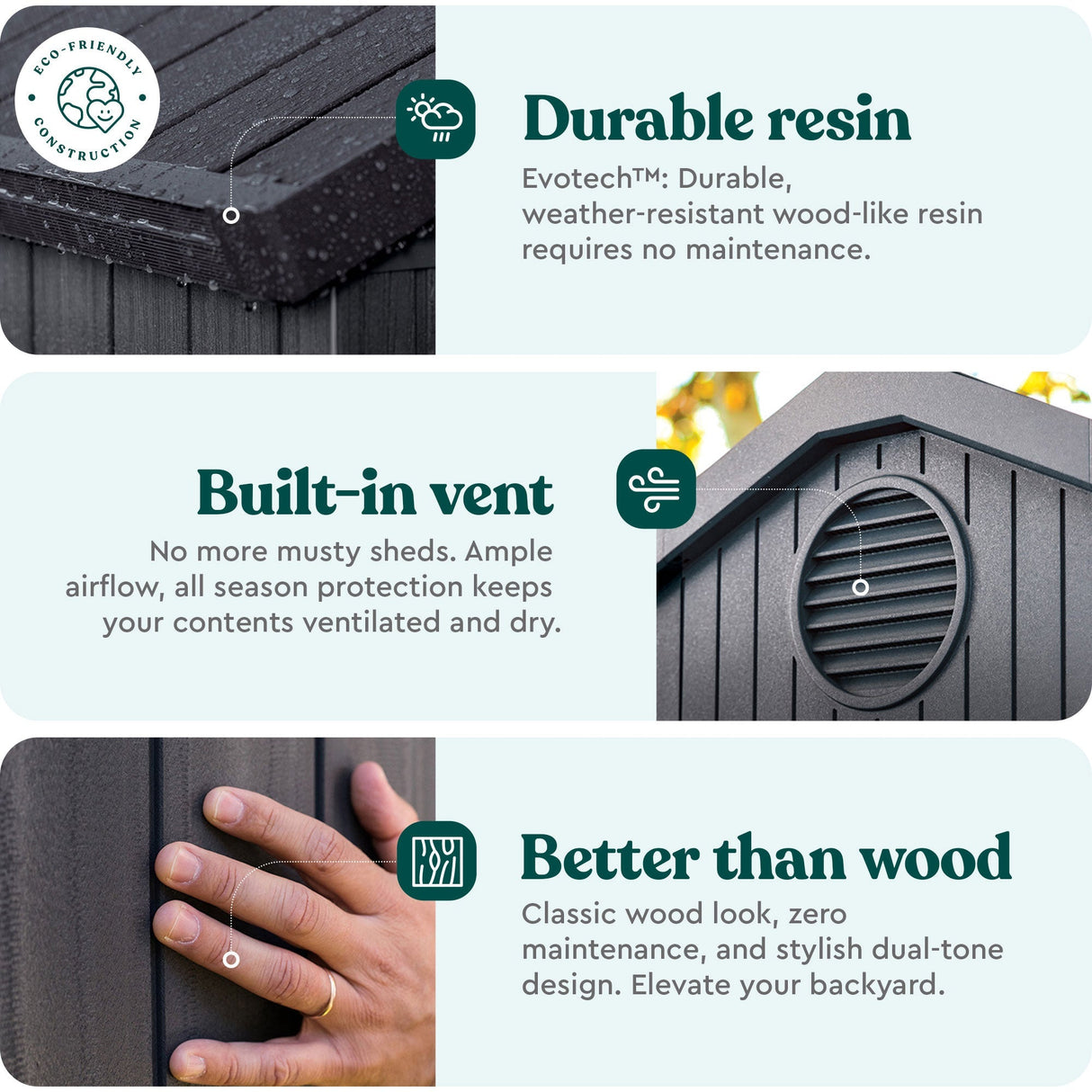 Keter Darwin 6 Foot x 8 Foot Outdoor Garden Tool Storage Shed w/Window, Graphite