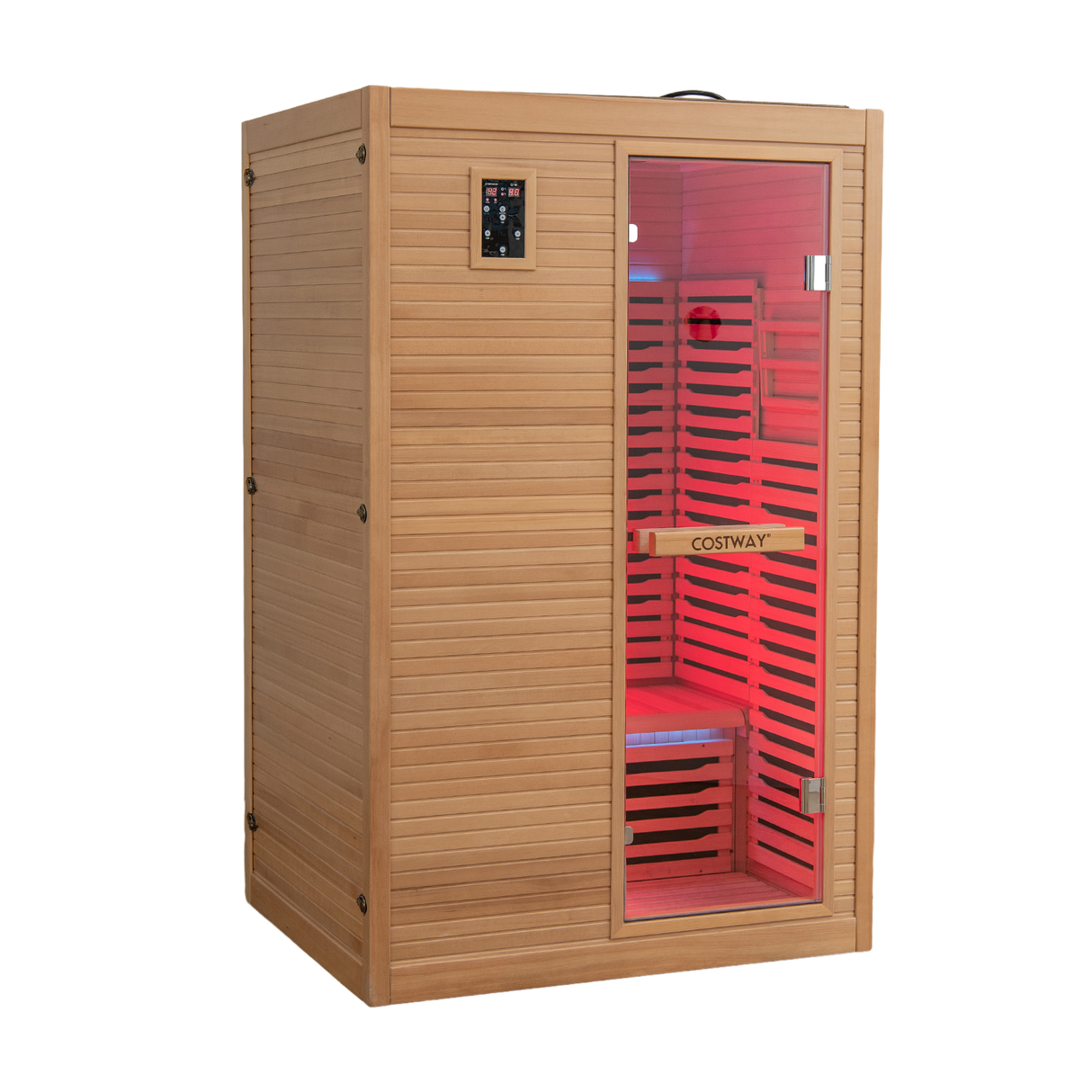 *Best Seller* - Mega Sale-Bonus Free Red Light Therapy-Costway-2-3 Person 3D Premium Infrared Sauna With PureTech Carbon Panel Low EMF-Chromotherapy- #1 Selling Sauna In North America