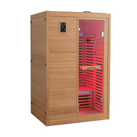 *Best Seller* - Mega Sale-Bonus Free Red Light Therapy-Costway-2-3 Person 3D Premium Infrared Sauna With PureTech Carbon Panel Low EMF-Chromotherapy- #1 Selling Sauna In North America