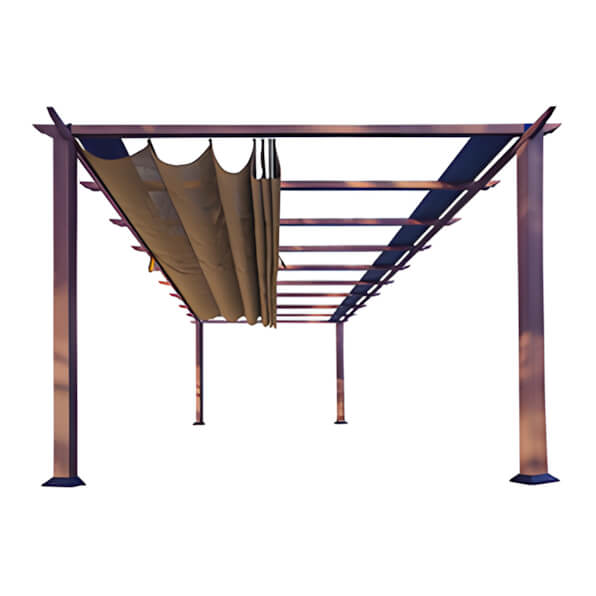 Paragon Outdoor 11 x 16 ft. Florence Soft Top Aluminum Pergola (Chilean Wood / Cocoa Canopy)