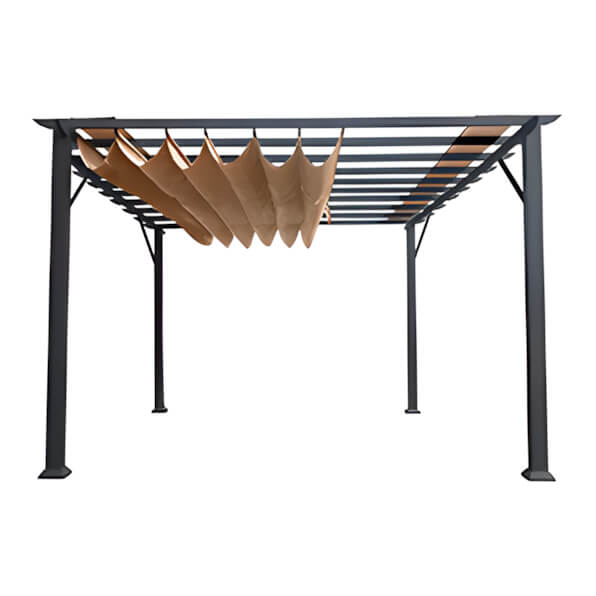 Paragon Outdoor 11 x 16 ft. Florence Soft Top Aluminum Pergola (Grey Frame / Cocoa Canopy)
