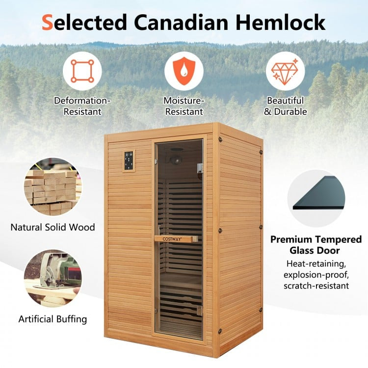 *Best Seller* - Mega Sale-Bonus Free Red Light Therapy-Costway-2-3 Person 3D Premium Infrared Sauna With PureTech Carbon Panel Low EMF-Chromotherapy- #1 Selling Sauna In North America